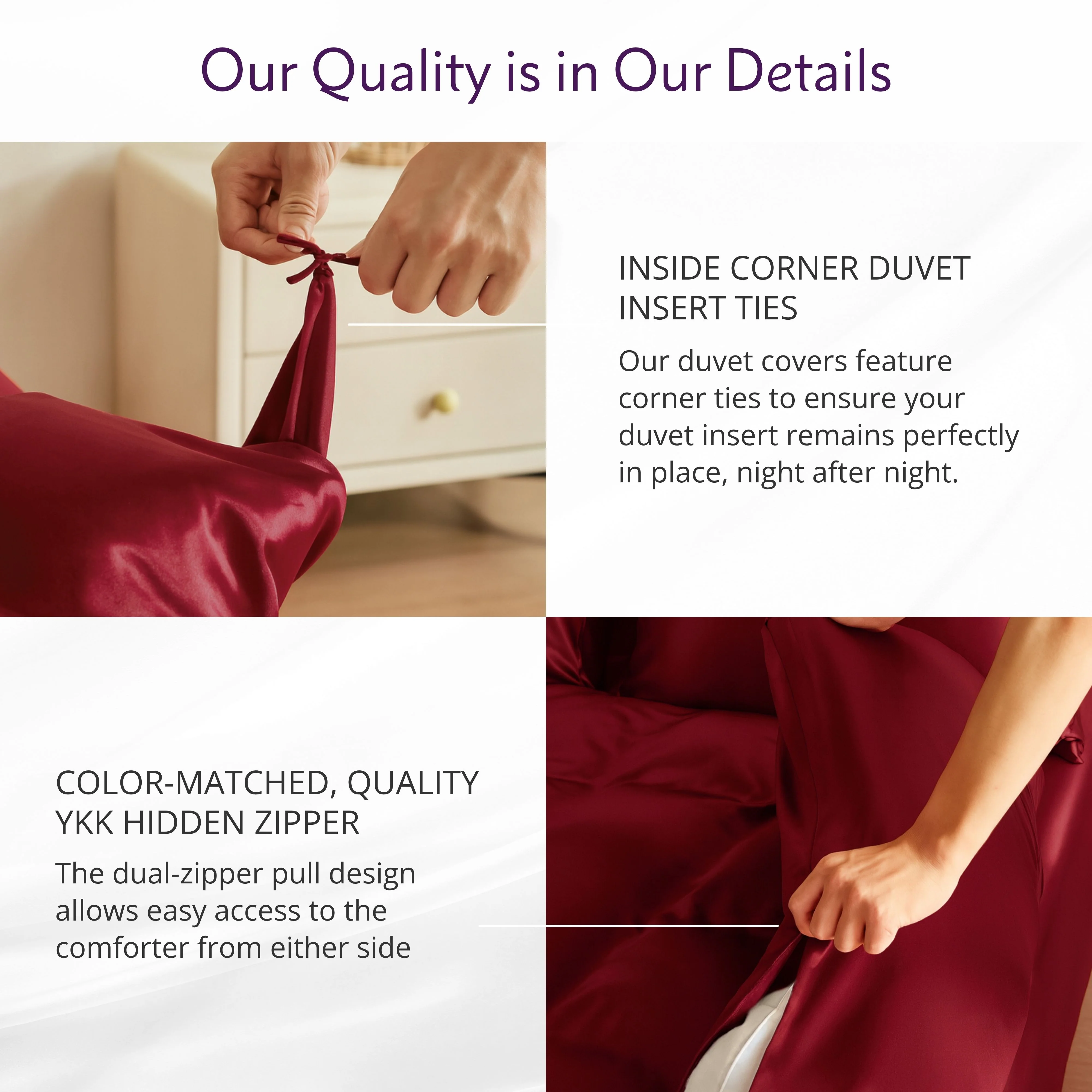 22 Momme Silk Duvet Cover - Cabernet - Image 3