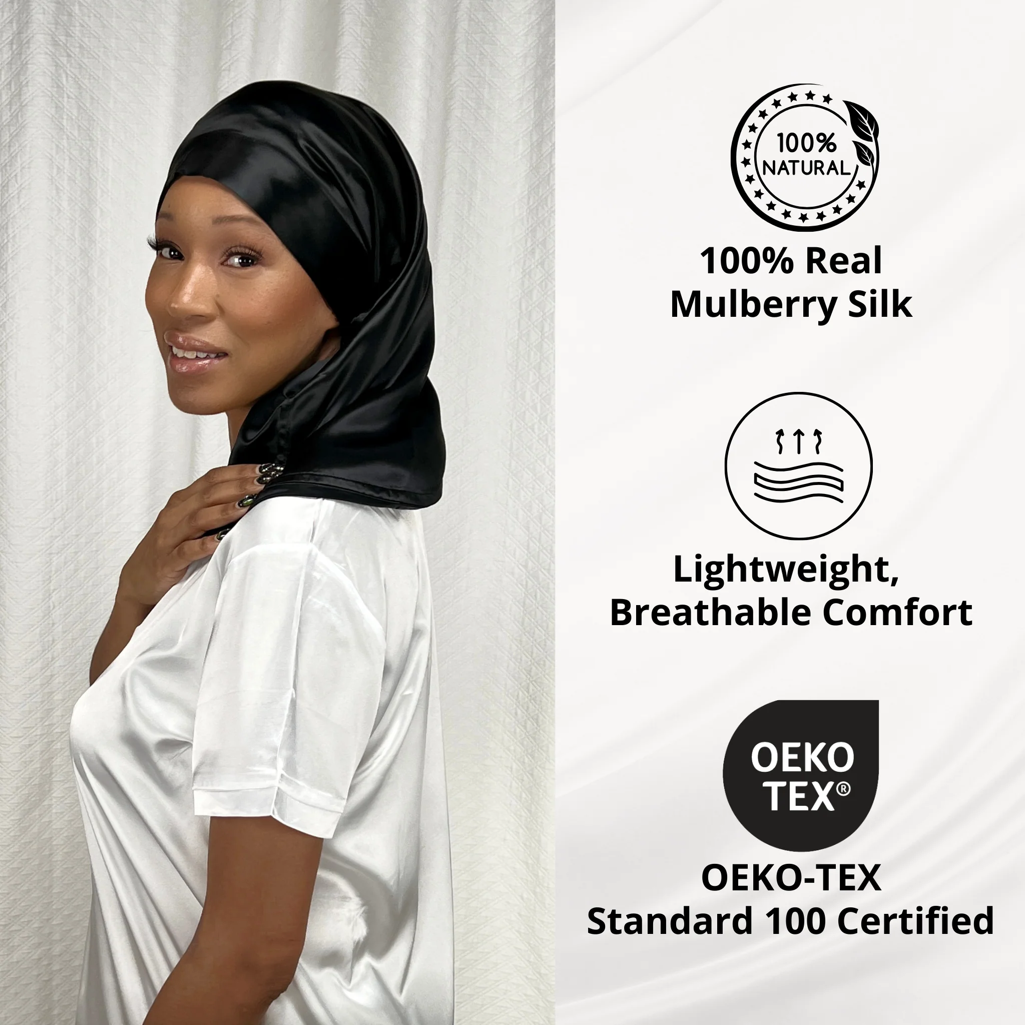 Silk Long Hair Reversible Bonnet - Gunmetal - Image 5