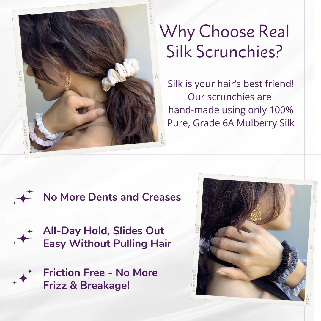 Silk Scrunchies - Black, Silver, Grey - Image 4