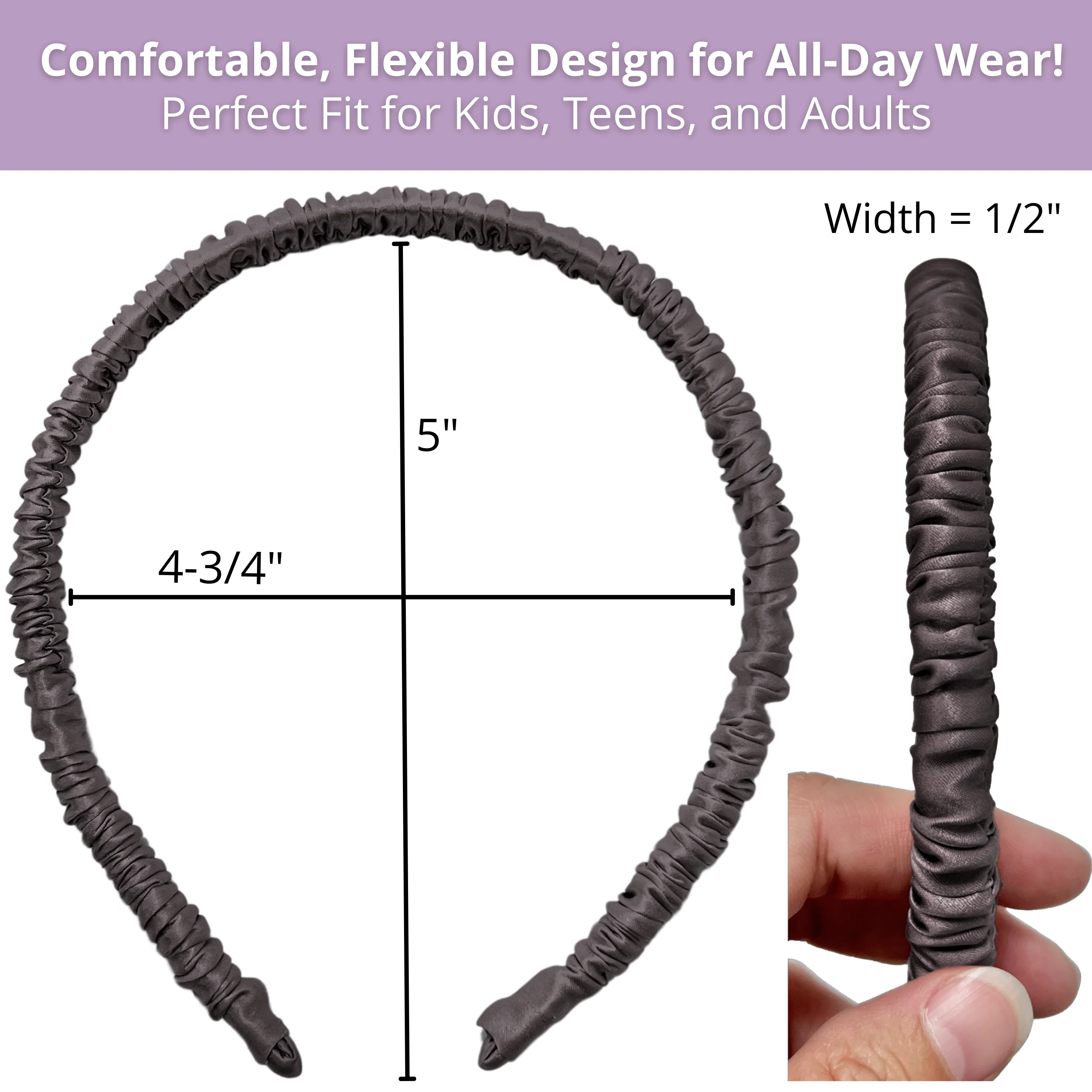 Silk Skinny Scrunched Headband - Copper - Image 3
