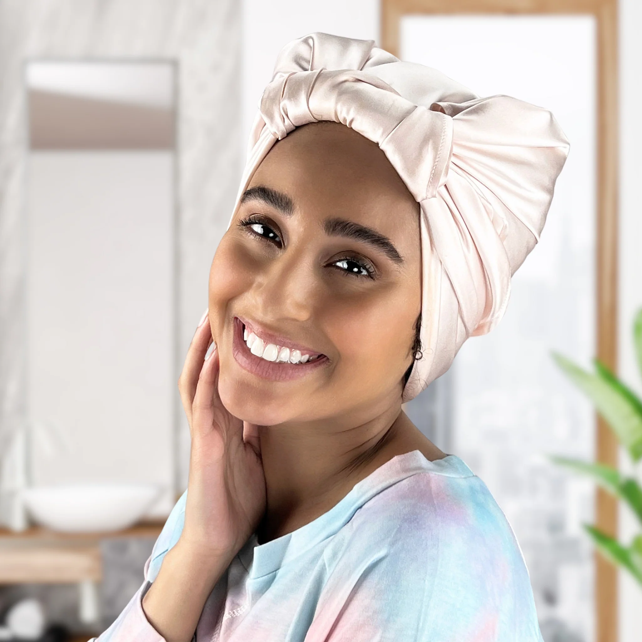 Silk Square Head Scarf - Pink - Image 7